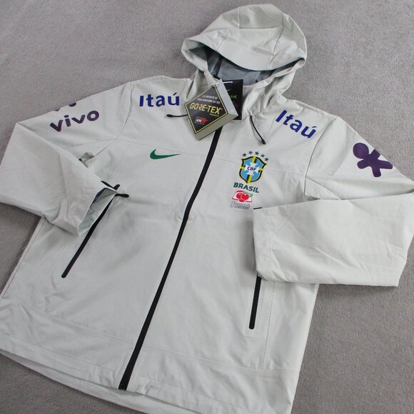 Other - Brasil National Jacket Mens 2XL XXL Gray Goretex Soccer Windbreaker Hooded